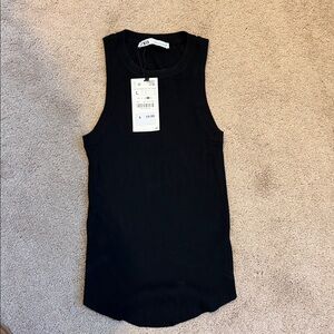 Zara Classic Black Sleeveless ribbed tank top